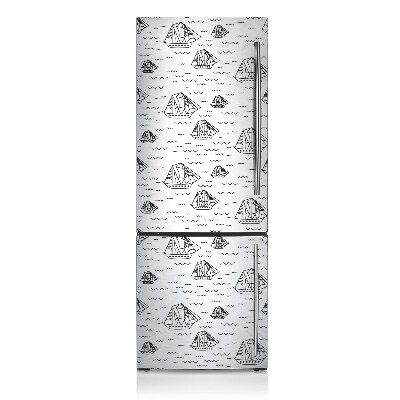 Magnetic fridge cover Sailboats at sea