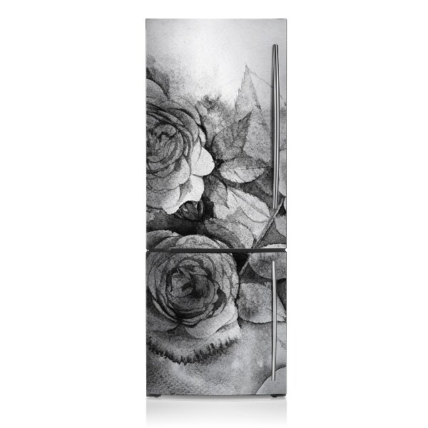 Decoration fridge cover Black and white roses