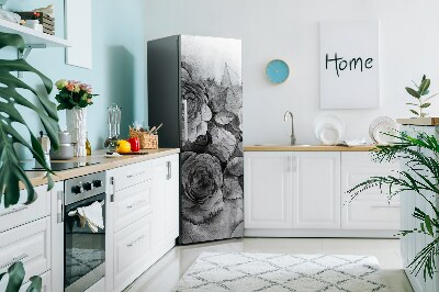 Decoration fridge cover Black and white roses