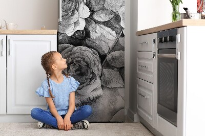 Decoration fridge cover Black and white roses