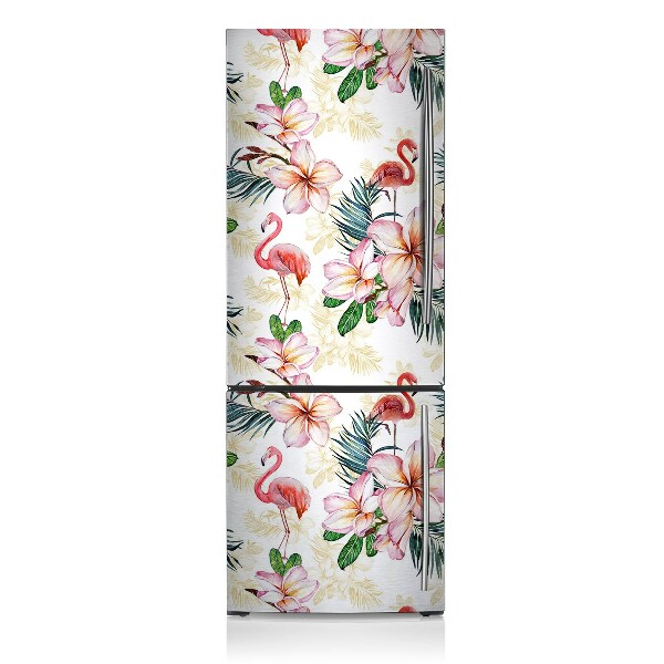 Decoration fridge cover Flamings in flowers