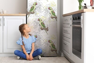 Decoration fridge cover Green parrots