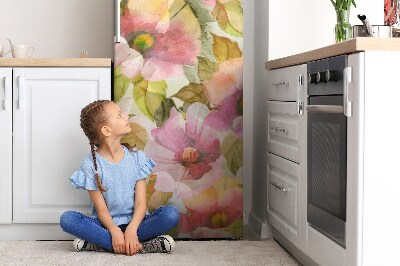 Magnetic fridge cover Painted flowers