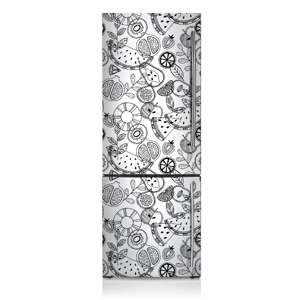 Decoration fridge cover Drawn black and white fruits