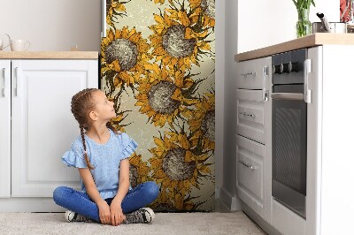 Magnetic fridge cover Retro sunflower