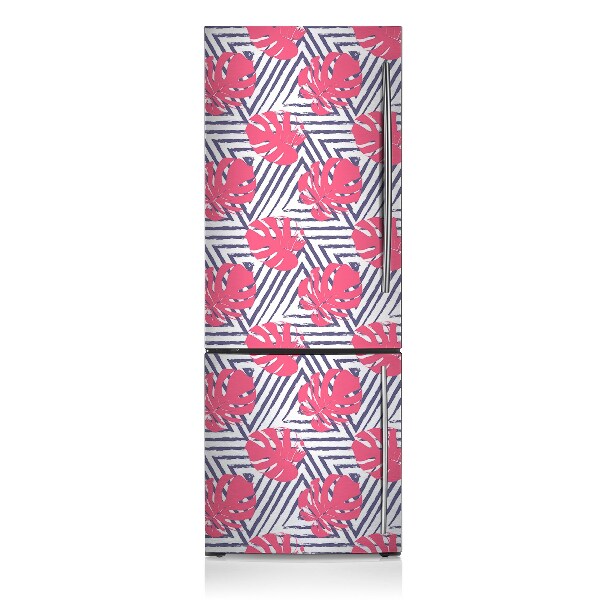 Decoration fridge cover Pink leaves