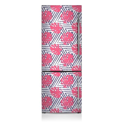 Decoration fridge cover Pink leaves