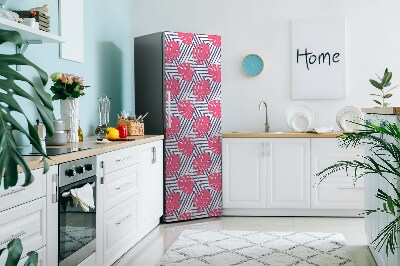 Decoration fridge cover Pink leaves