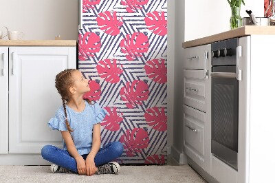 Decoration fridge cover Pink leaves