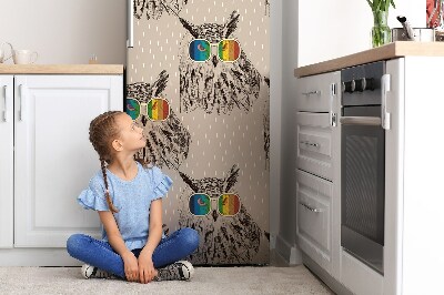 Decoration fridge cover Owl in glasses