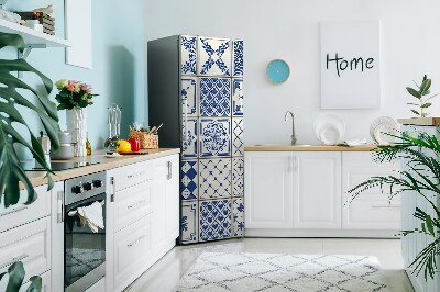 Magnetic fridge cover Blue tiles