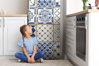 Magnetic fridge cover Blue tiles