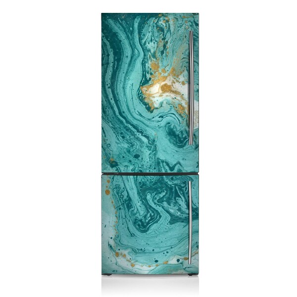 Magnetic fridge cover Turquoise marble