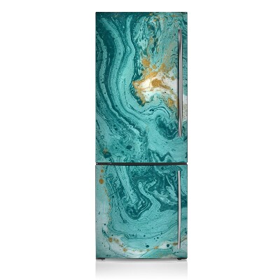 Magnetic fridge cover Turquoise marble