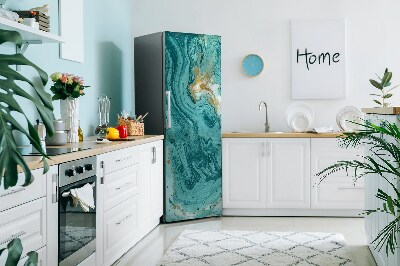 Magnetic fridge cover Turquoise marble