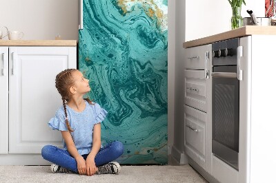 Magnetic fridge cover Turquoise marble