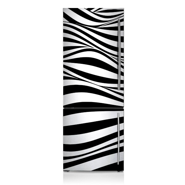 Magnetic fridge cover Black and white waves