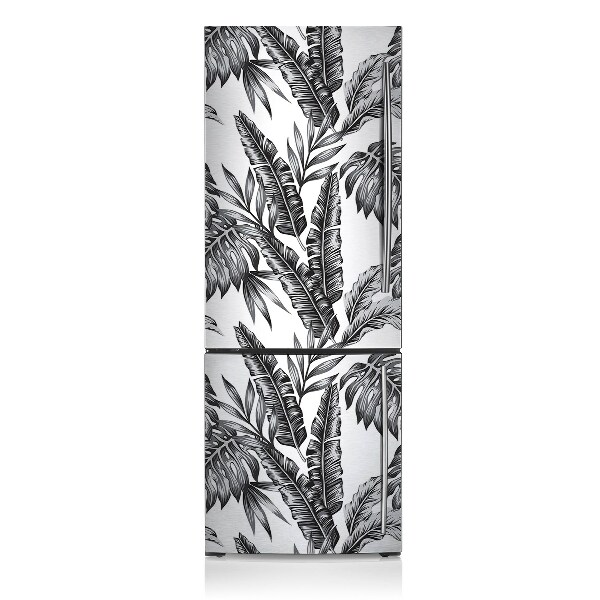 Magnetic fridge cover Exotic leaves gray motif