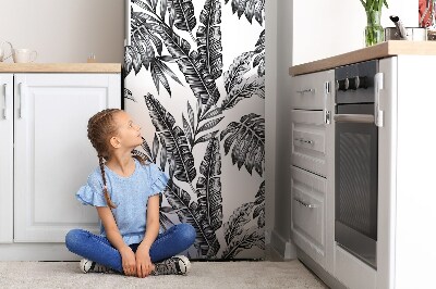 Magnetic fridge cover Exotic leaves gray motif