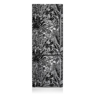 Magnetic fridge cover Black and white leaves