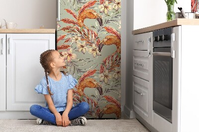 Magnetic fridge cover Flamingos retro style