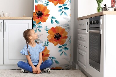 Magnetic fridge cover Orange flower