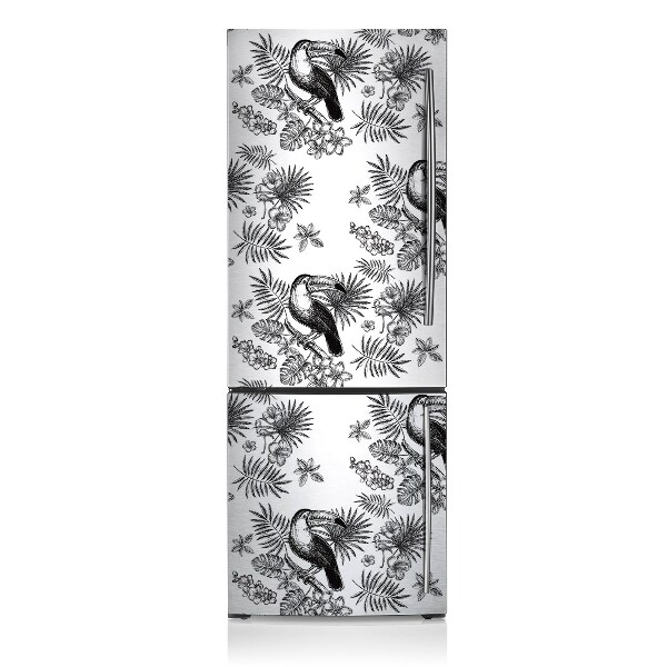 Decoration fridge cover Black and white tropics