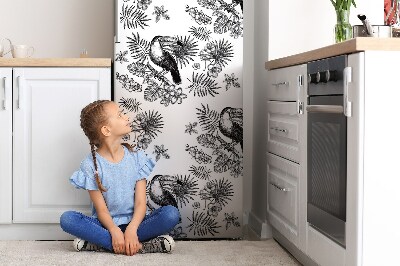 Decoration fridge cover Black and white tropics