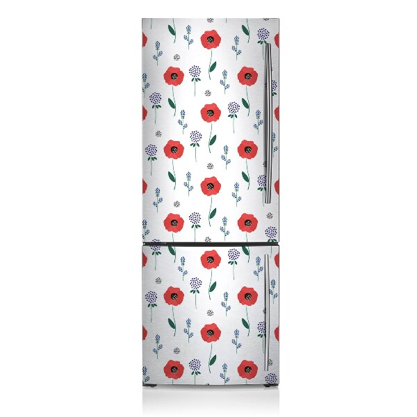 Decoration fridge cover Red poppy field