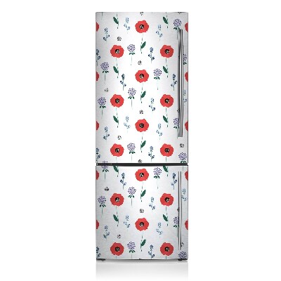 Decoration fridge cover Red poppy field