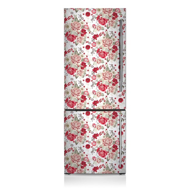 Magnetic fridge cover Red flowers