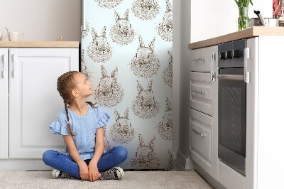 Magnetic fridge cover Rabbit flowers