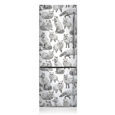 Magnetic fridge cover Sketched foxes