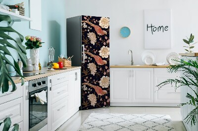 Magnetic fridge cover Peony with a bird