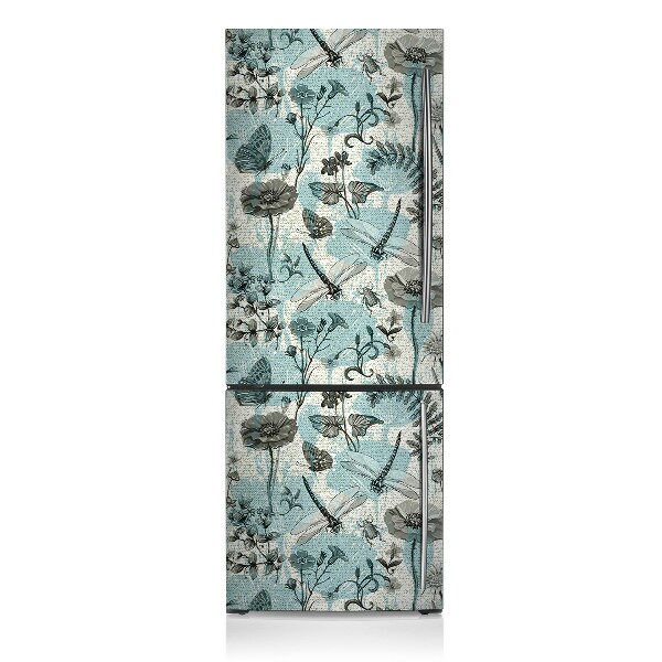 Decoration fridge cover Flowers and dragonflies