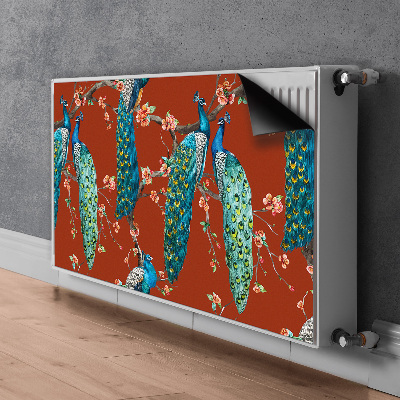 Decorative radiator mat Peacocks on a branch