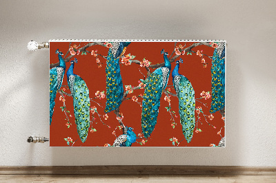 Decorative radiator mat Peacocks on a branch