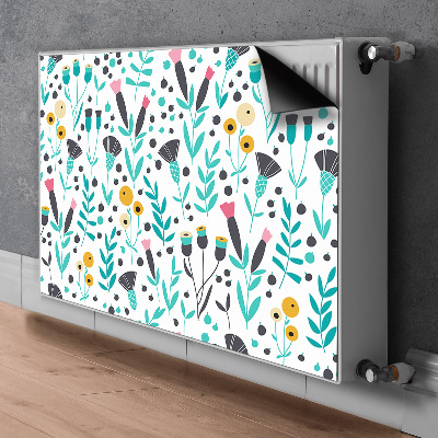 Decorative radiator cover Scandinavian flowers