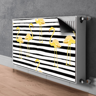 Magnetic radiator mat Golden flamingos