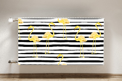 Magnetic radiator mat Golden flamingos