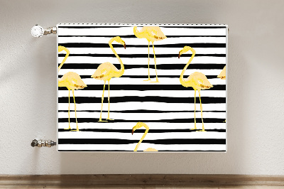 Magnetic radiator mat Golden flamingos