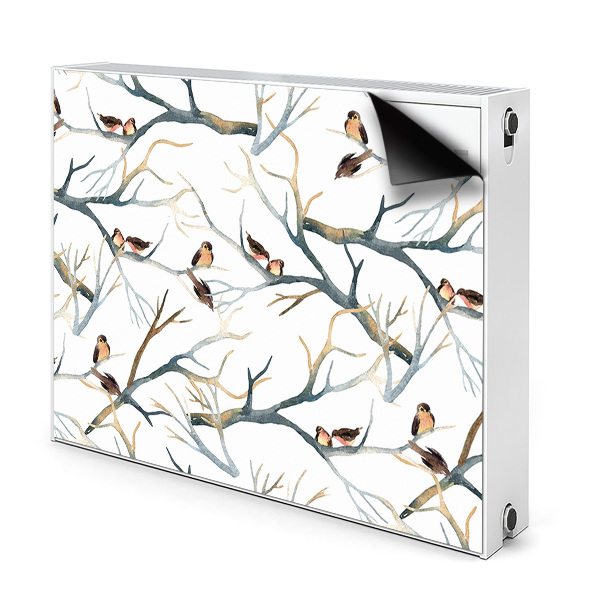 Magnetic radiator mat Sparrows on branches