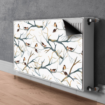 Magnetic radiator mat Sparrows on branches