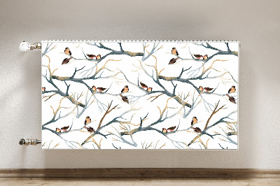 Magnetic radiator mat Sparrows on branches