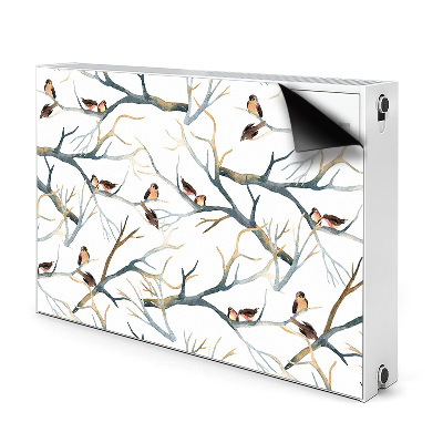 Magnetic radiator mat Sparrows on branches