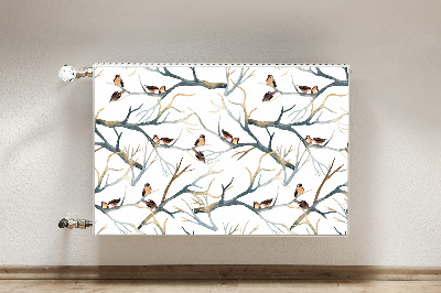 Magnetic radiator mat Sparrows on branches