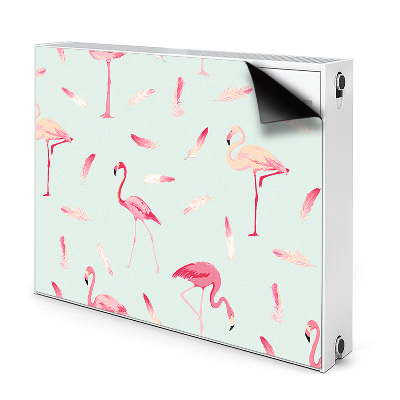 Magnetic radiator mat Flamingos and feathers