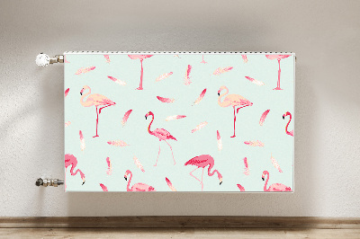 Magnetic radiator mat Flamingos and feathers