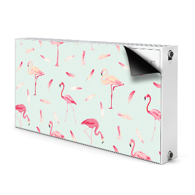 Magnetic radiator mat Flamingos and feathers