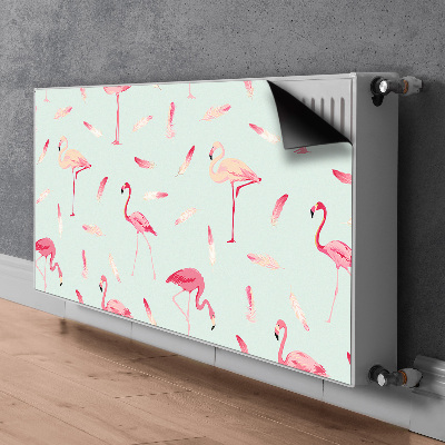 Magnetic radiator mat Flamingos and feathers